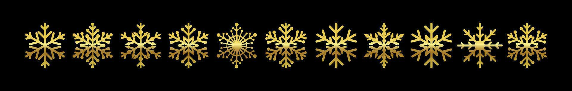 Set of beautiful golden snowflakes creative concept. vector