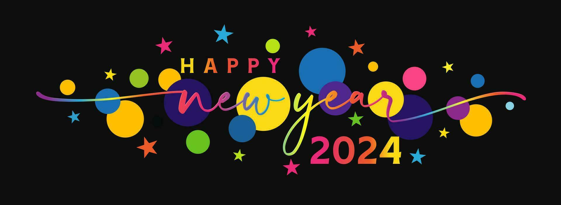 Happy New Year 2024 greetings. Horizontal banner vector