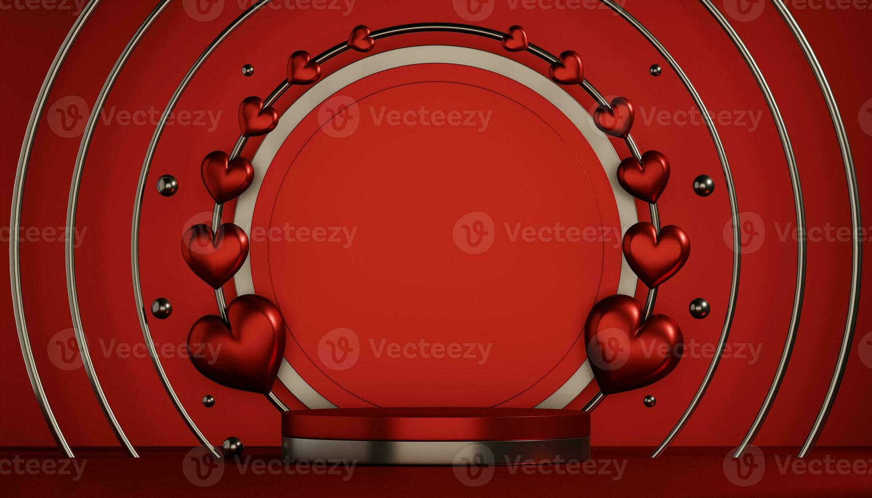 Red podium show cosmetic product geometric photo