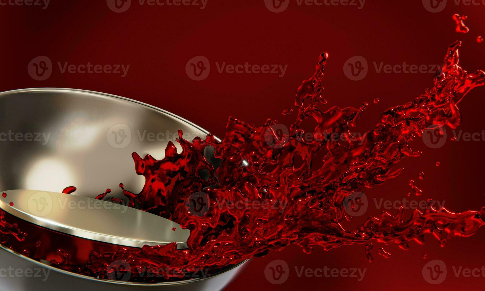 the product display stand and red water splashing on background. photo
