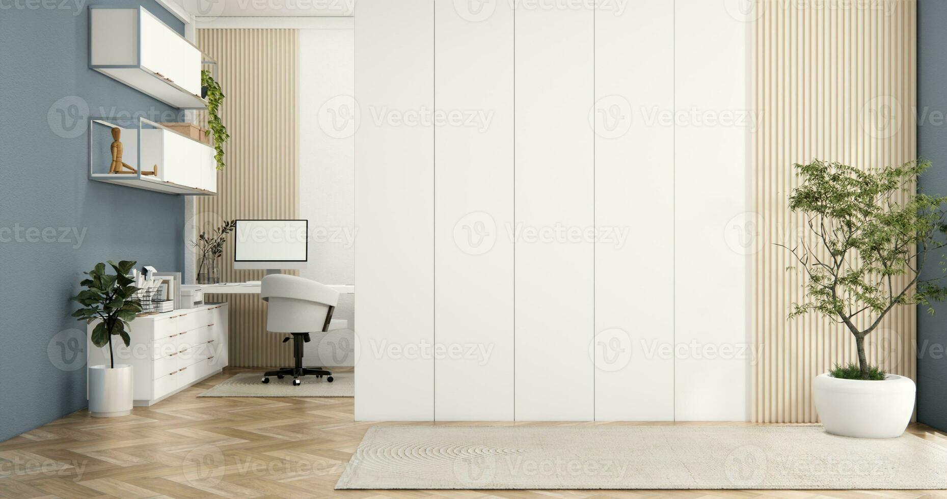 Japan style Big living area in luxury room japandi style decoration. photo