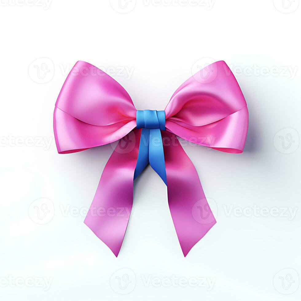 A pink ribbon on a white background -  AI Generative photo