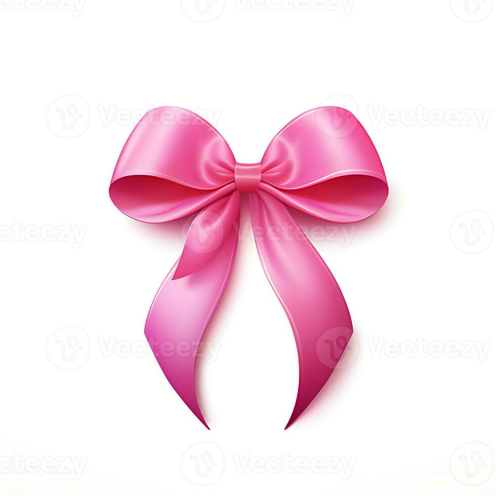 A pink ribbon on a white background -  AI Generative photo