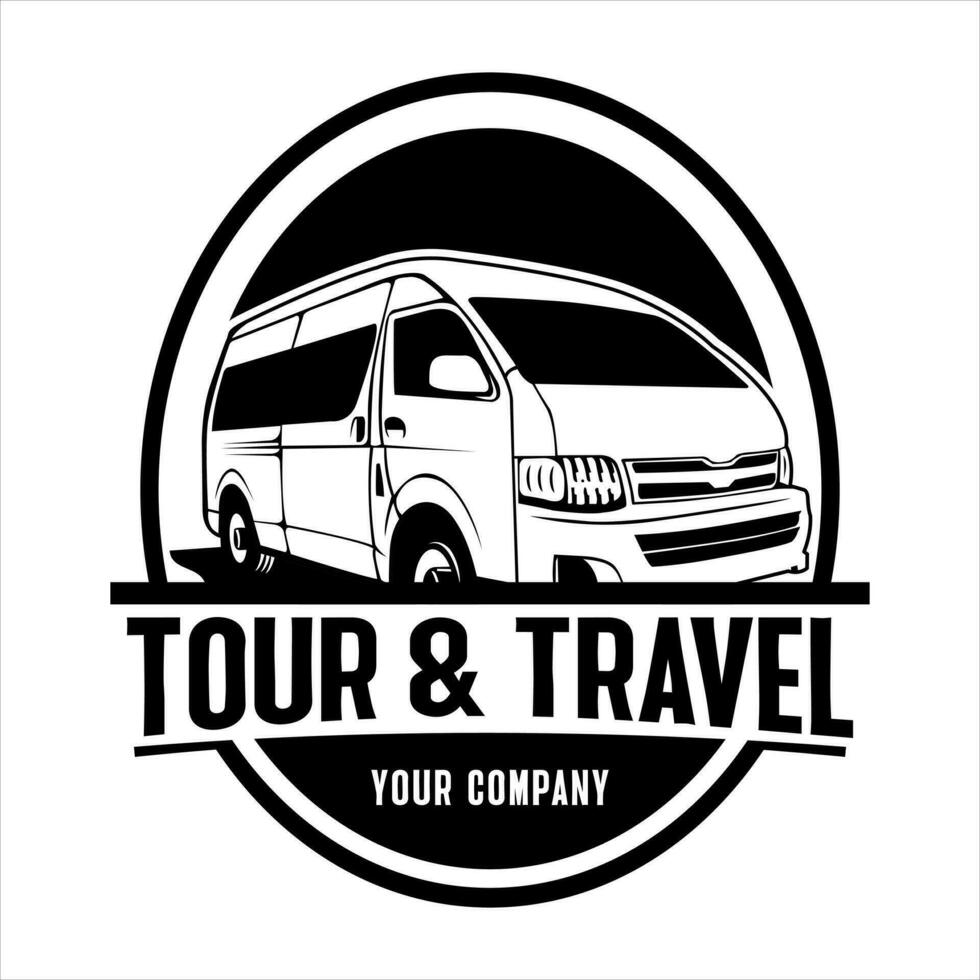 vector black mini bus logo suitable for tour and travel companies