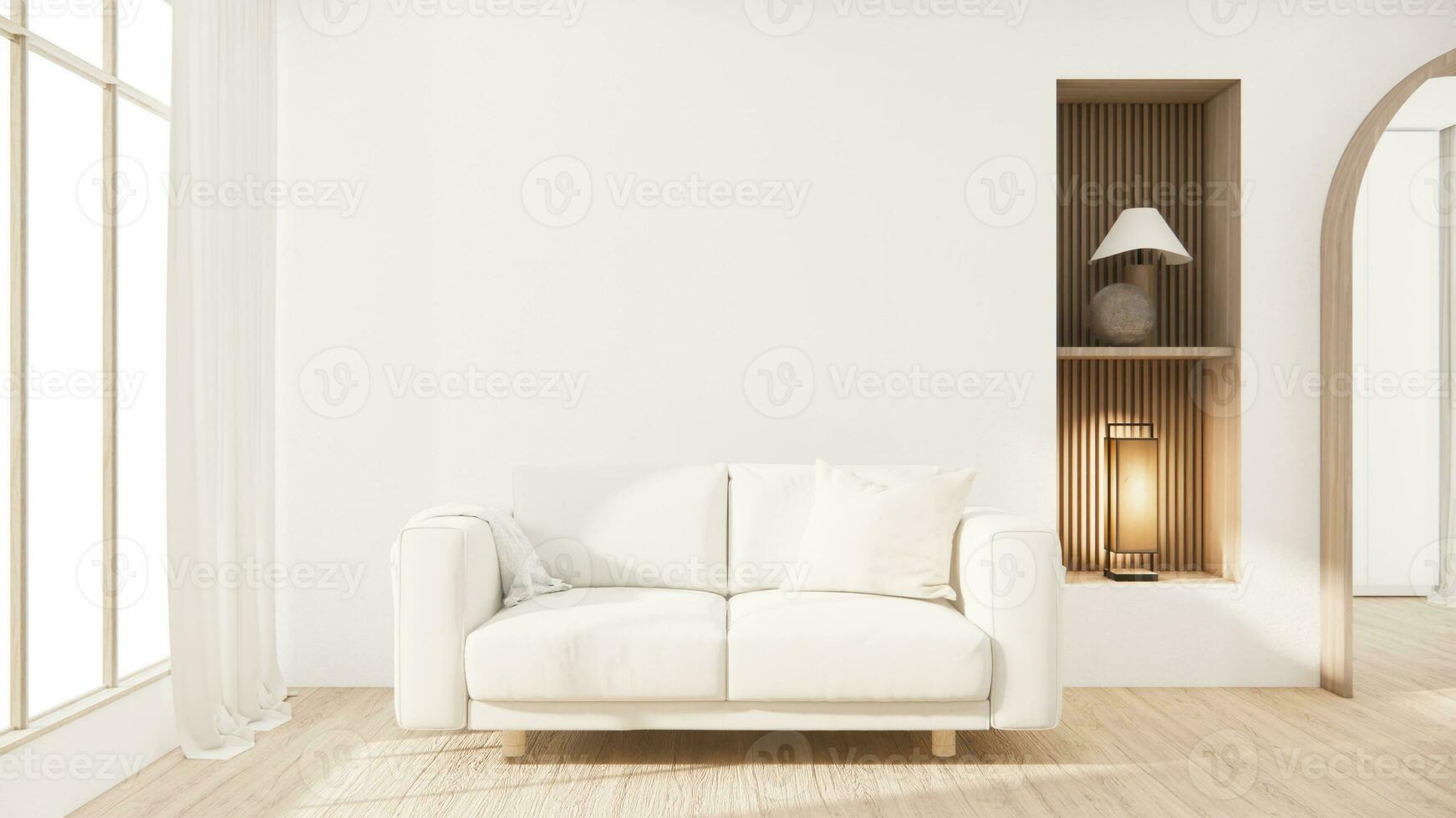 Architecture and interior concept Empty room and wood panels wall background 3D illustration rendering photo