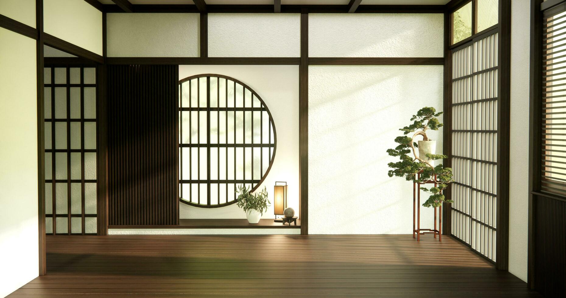 Empty room,Clean japanese minimalist room interior photo
