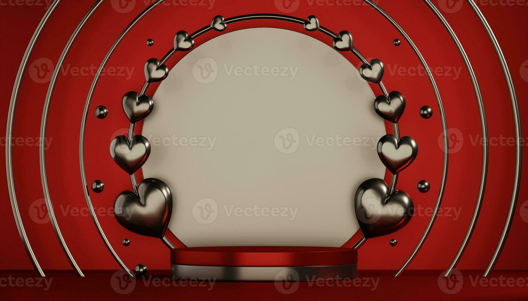 Red podium show cosmetic product geometric photo