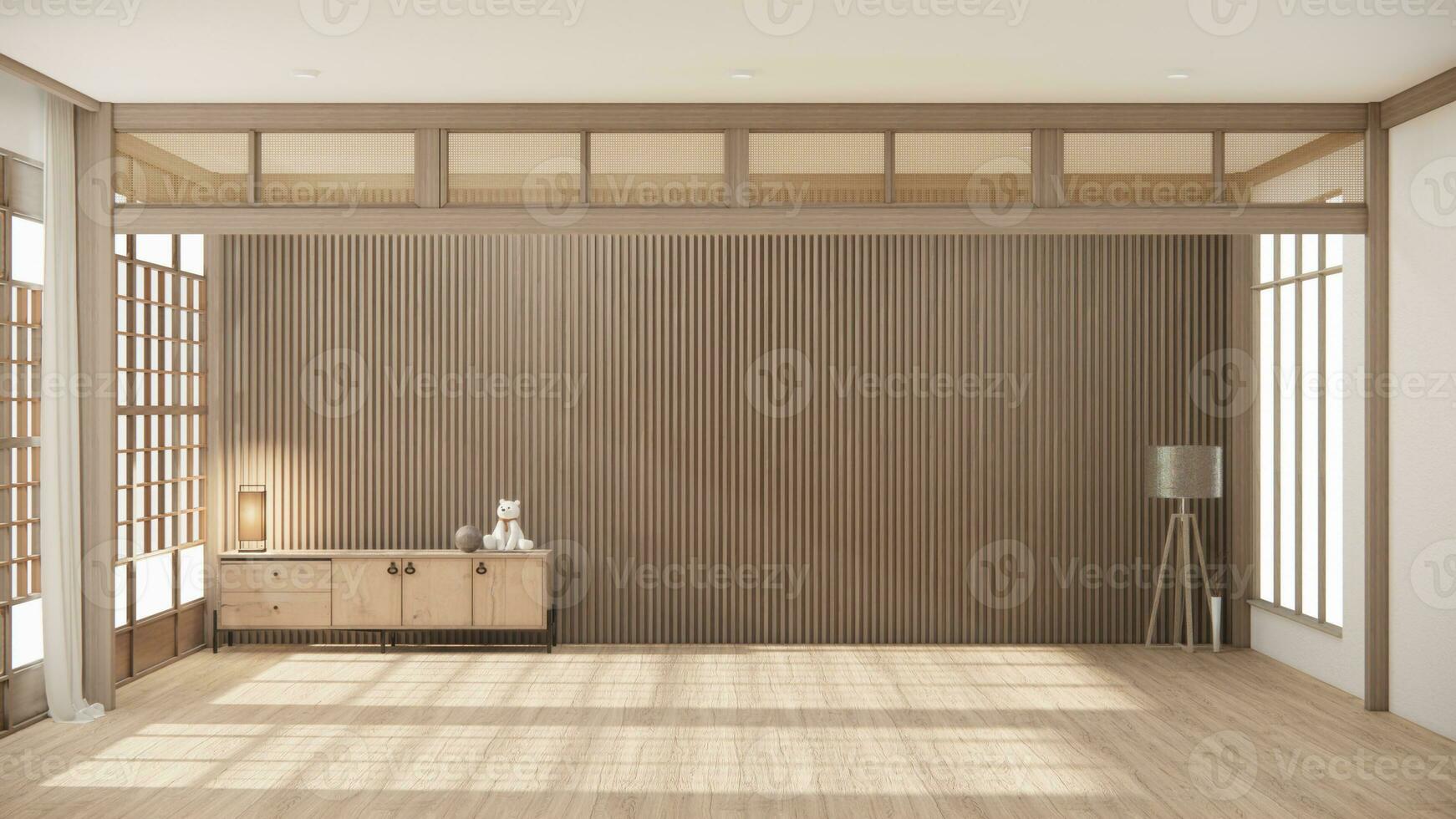 Minimal cabinet for tv interior wall mockup,3d rendering photo
