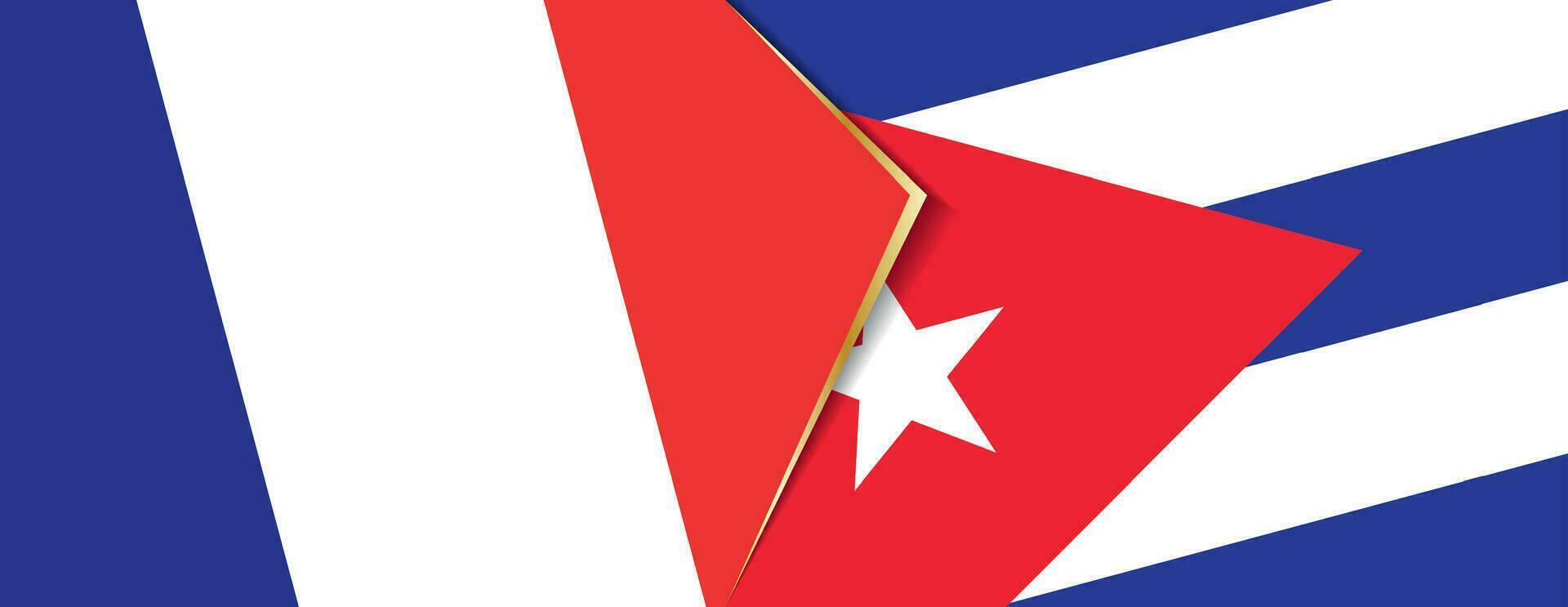 France and Cuba flags, two vector flags.