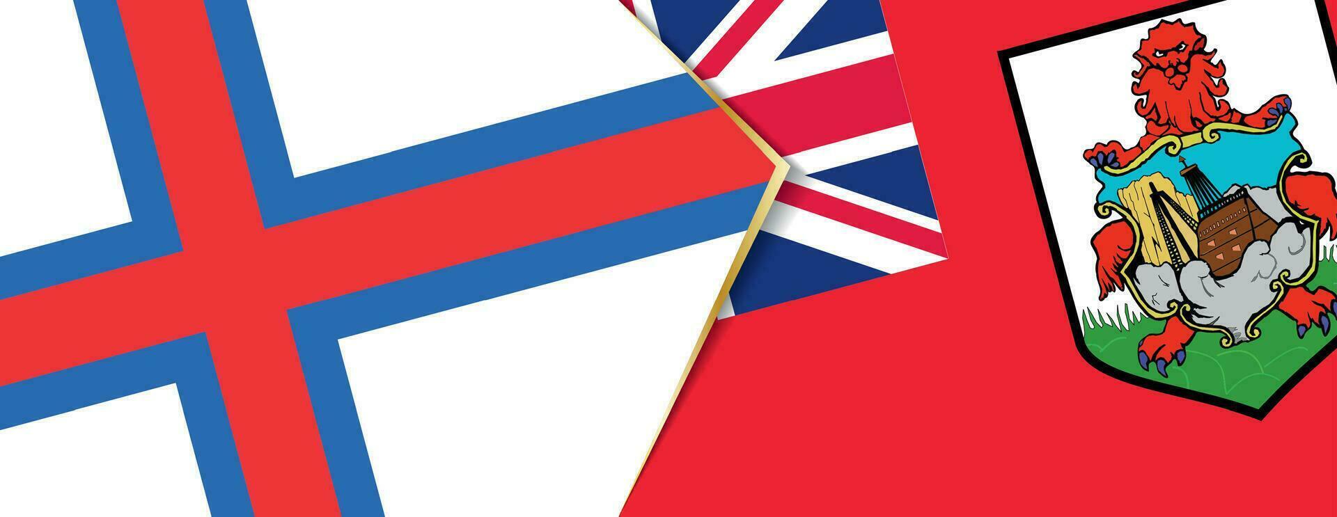 Feroe islas y islas Bermudas banderas, dos vector banderas