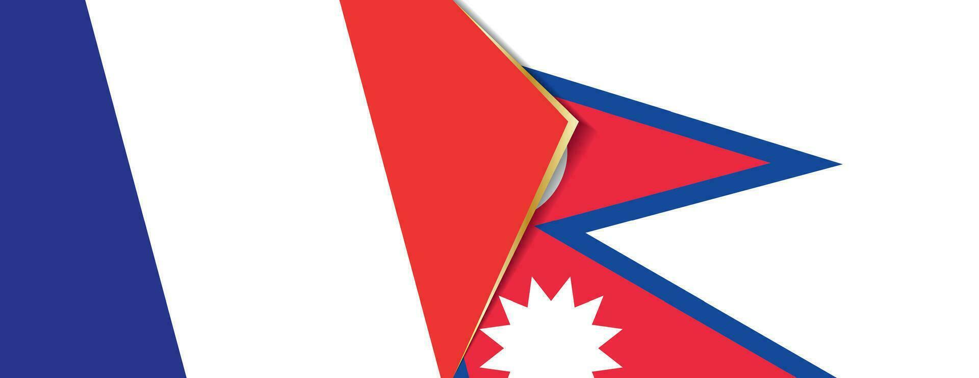 France and Nepal flags, two vector flags.