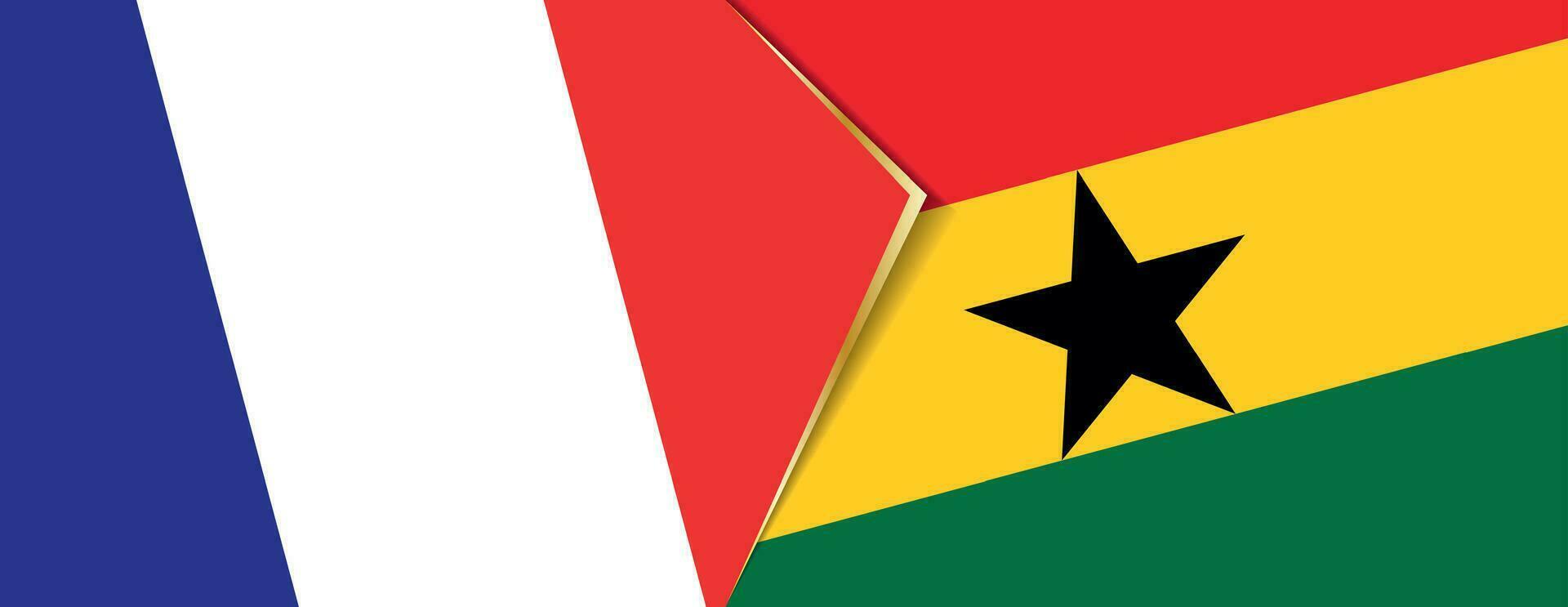 France and Ghana flags, two vector flags.