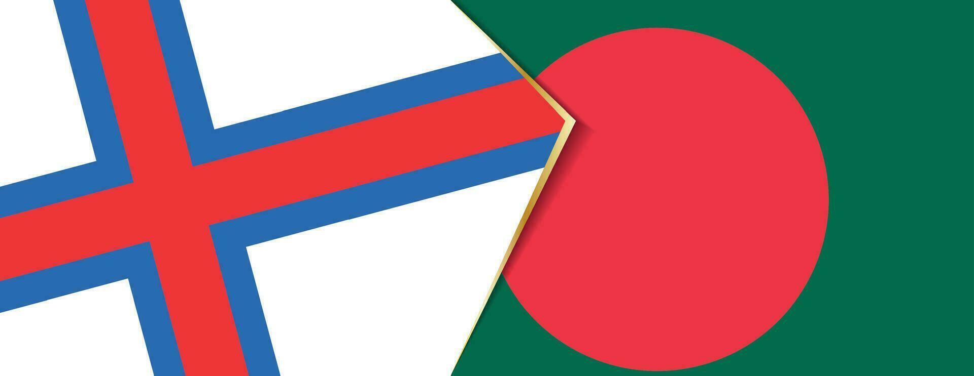 Feroe islas y Bangladesh banderas, dos vector banderas