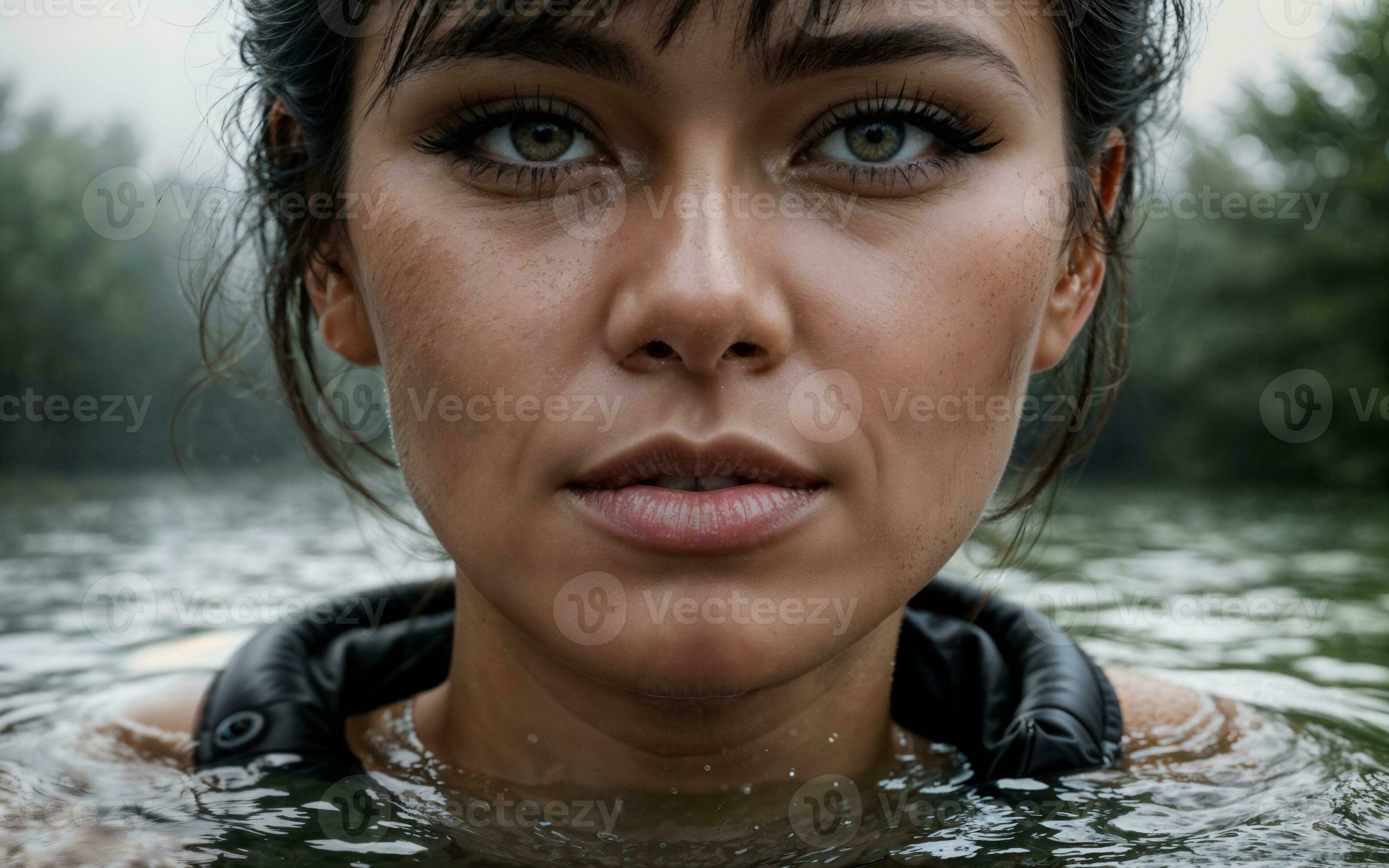 close up photo of woman submerged in water lake, generative AI 31150829