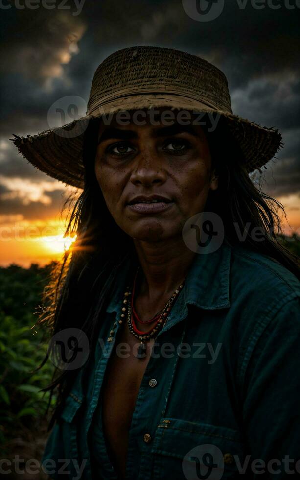 photo of savage tribal woman in the jungle, generative AI