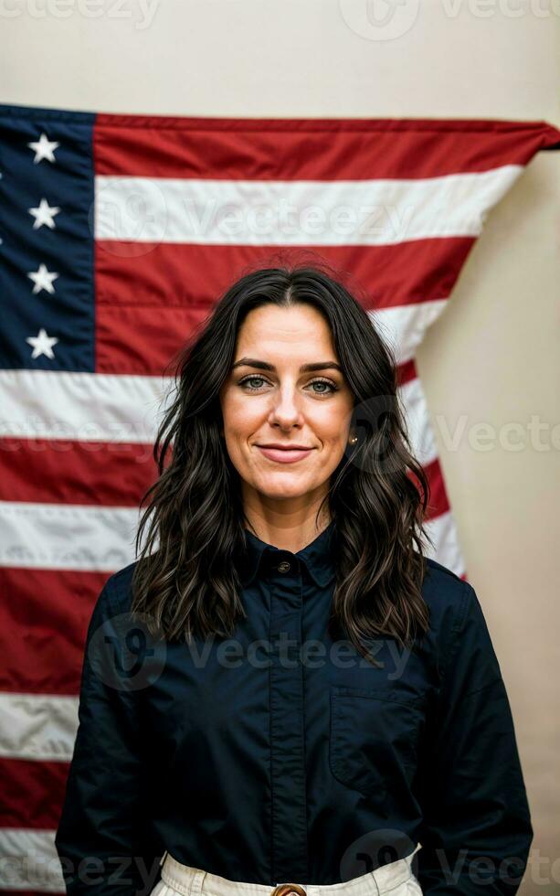 foto de americano personas con bandera, generativo ai