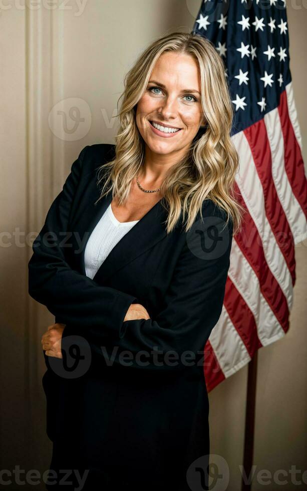 foto de americano personas con bandera, generativo ai