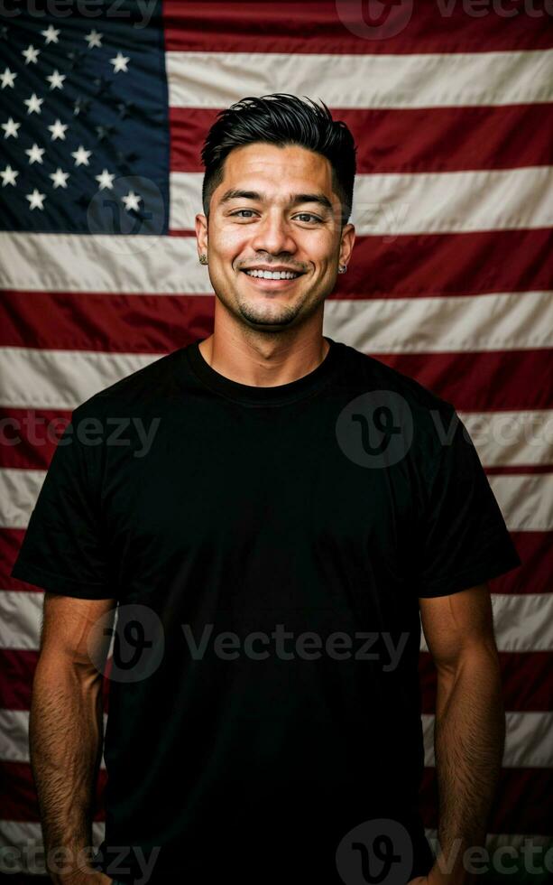 foto de americano personas con bandera, generativo ai