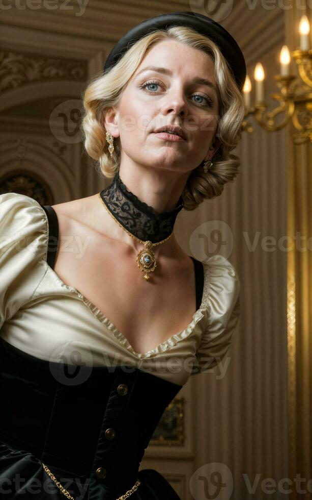 photo of British lady from the Victorian era, generative AI