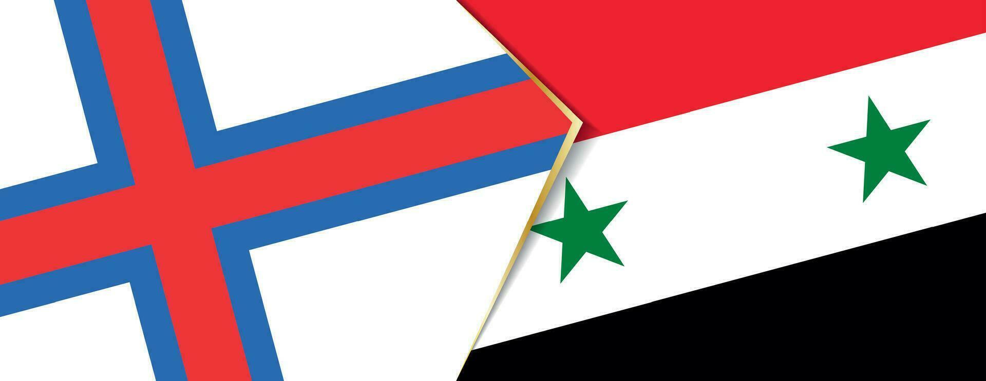 Faroe Islands and Syria flags, two vector flags.