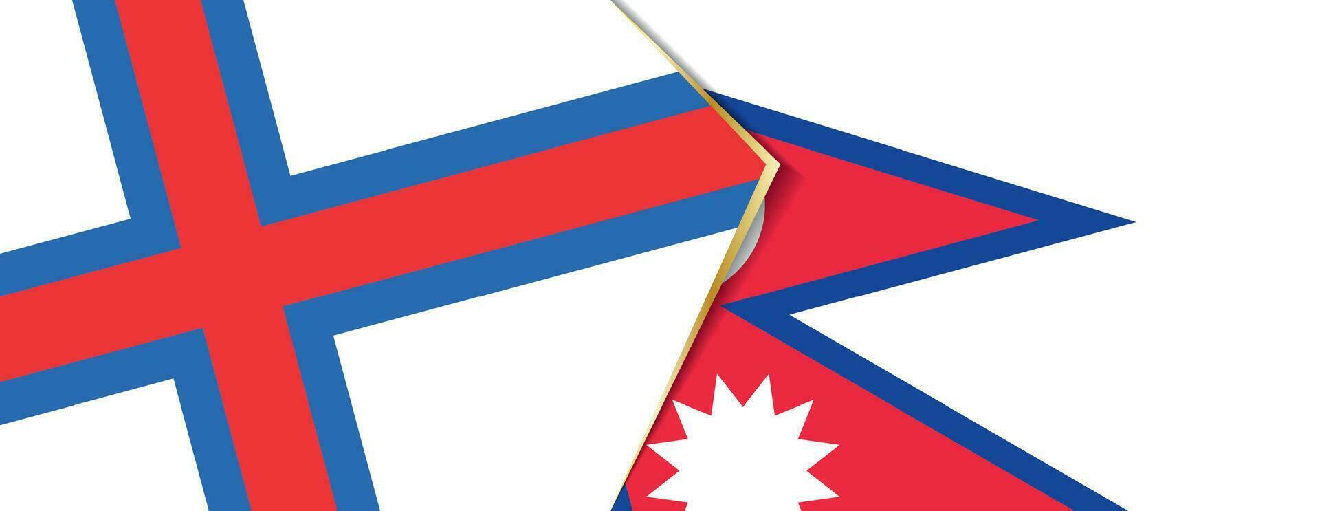 Faroe Islands and Nepal flags, two vector flags.