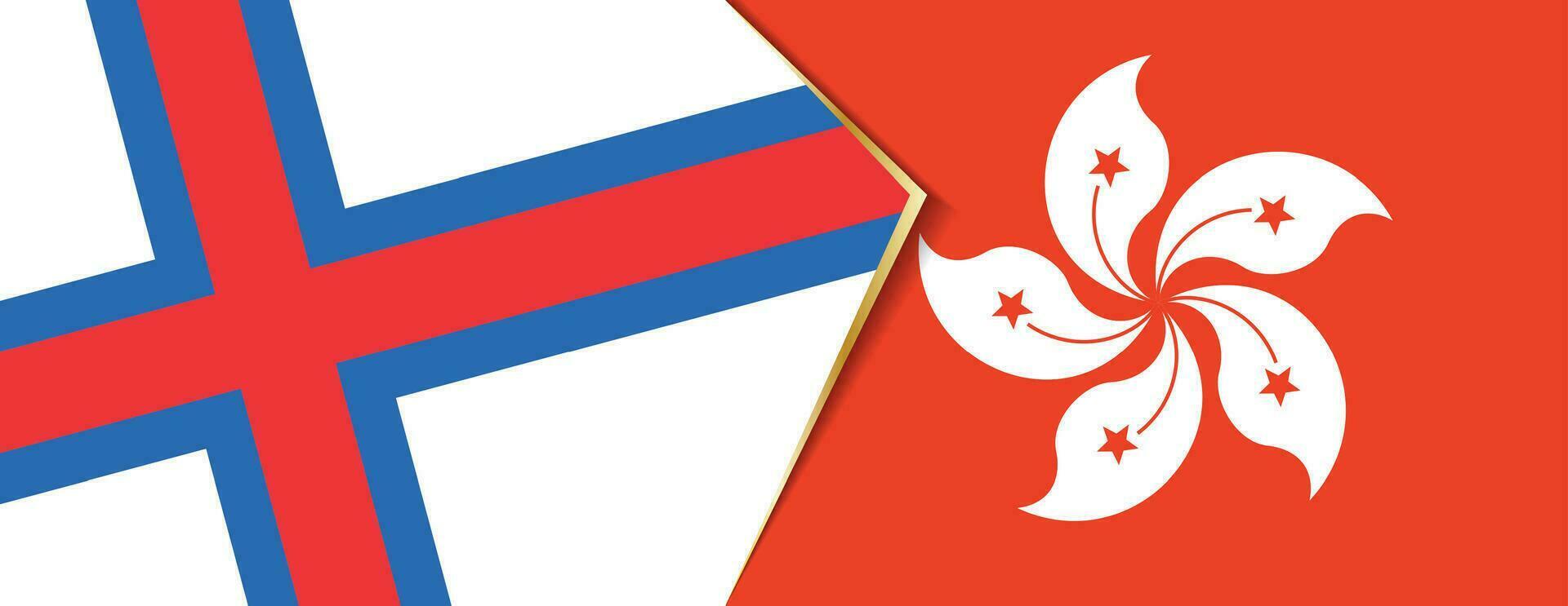 Faroe Islands and Hong Kong flags, two vector flags.