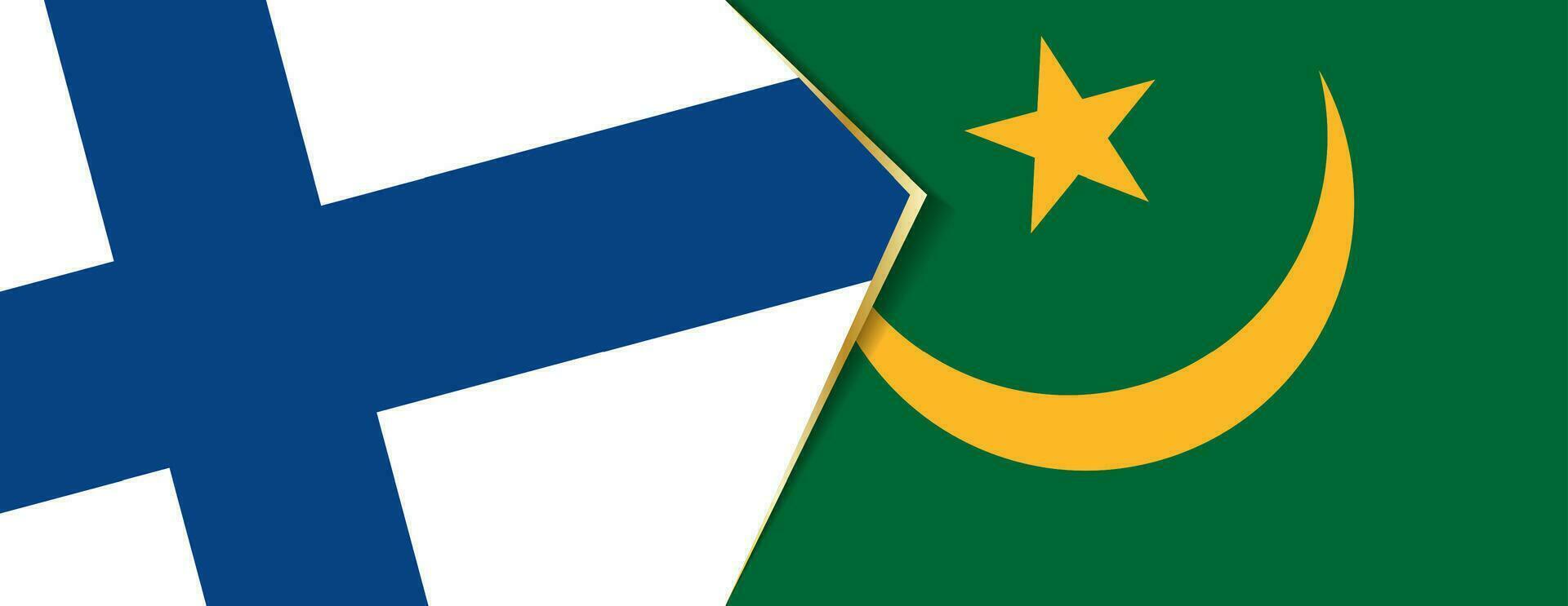 Finland and Mauritania flags, two vector flags.