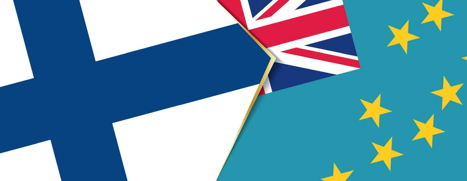 Finland and Tuvalu flags, two vector flags.