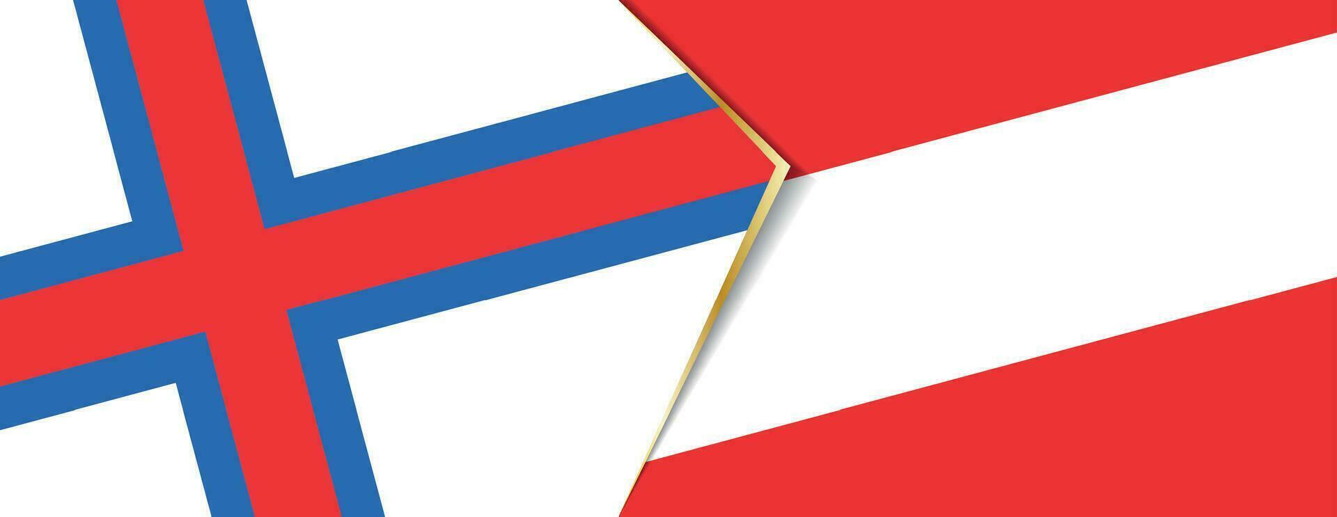 Faroe Islands and Austria flags, two vector flags.