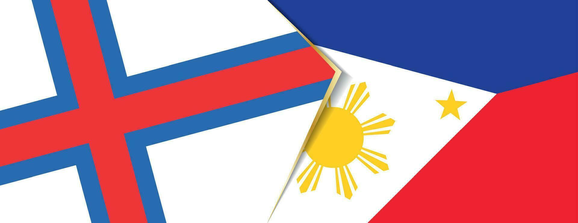 Faroe Islands and Philippines flags, two vector flags.