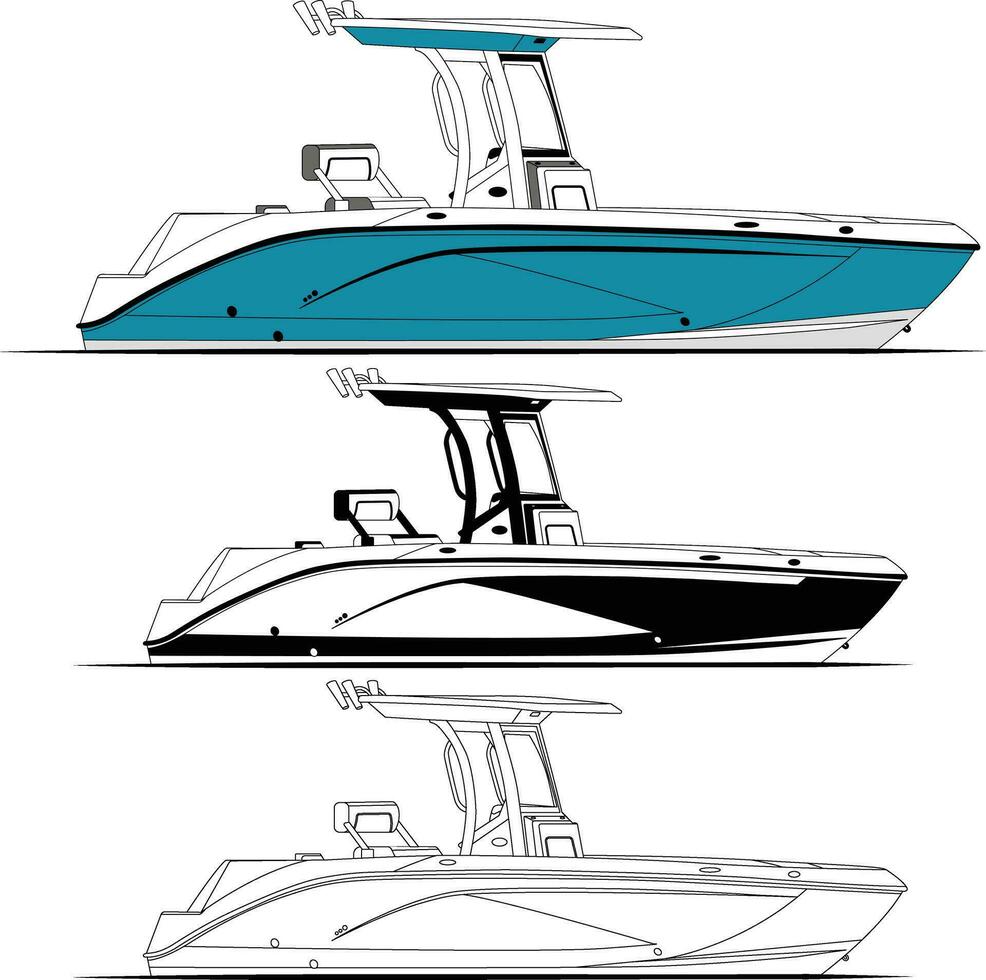 Boat vector, motor boat vector, fishing boat vector