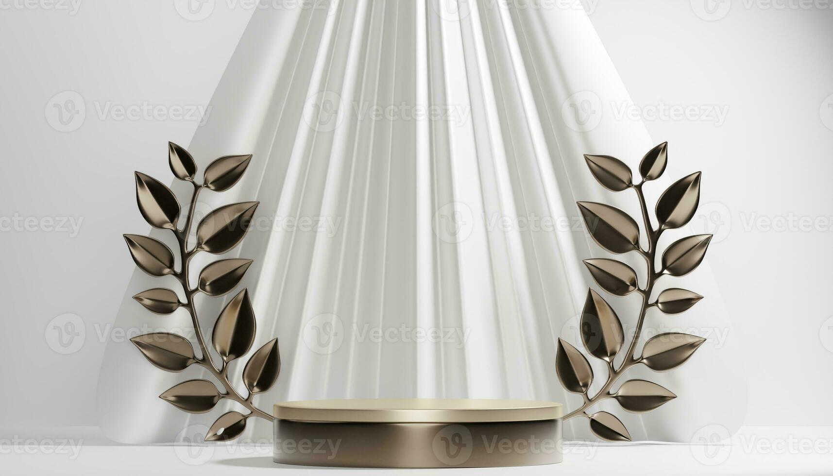 Abstract Podium minimal geometric white and gold.3D rendering photo