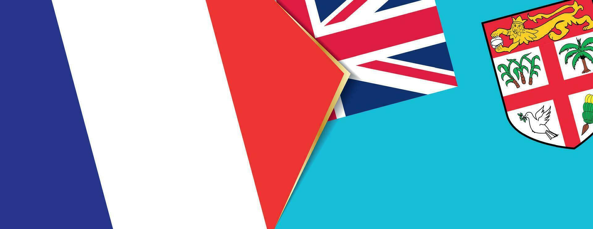 France and Fiji flags, two vector flags.