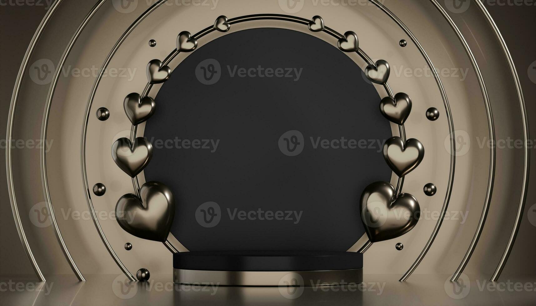Fashion product background and stand black podium display with blank backdrops. photo