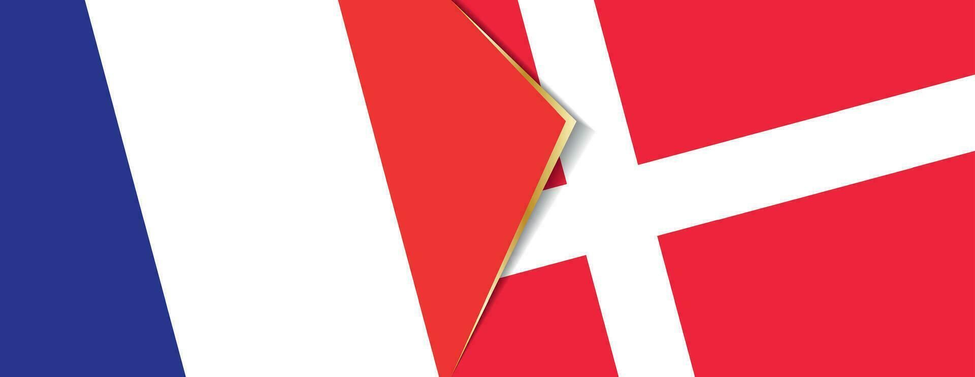 France and Denmark flags, two vector flags.