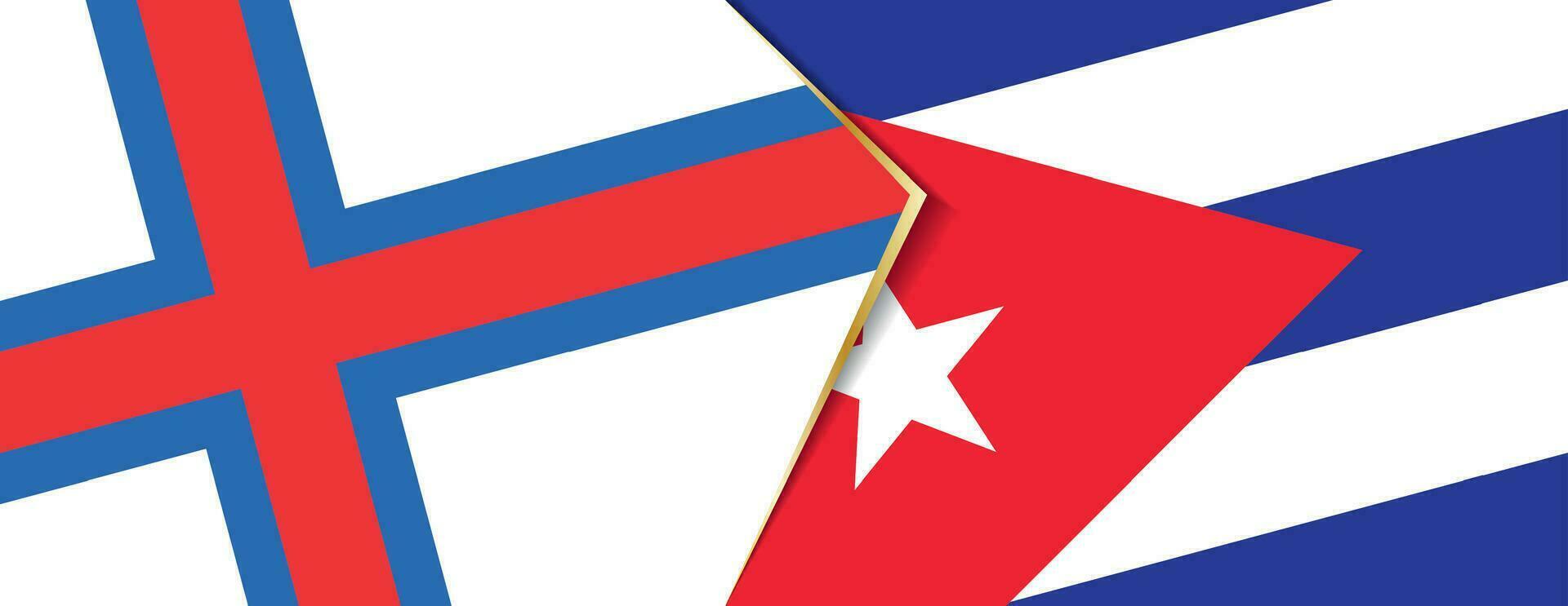 Feroe islas y Cuba banderas, dos vector banderas