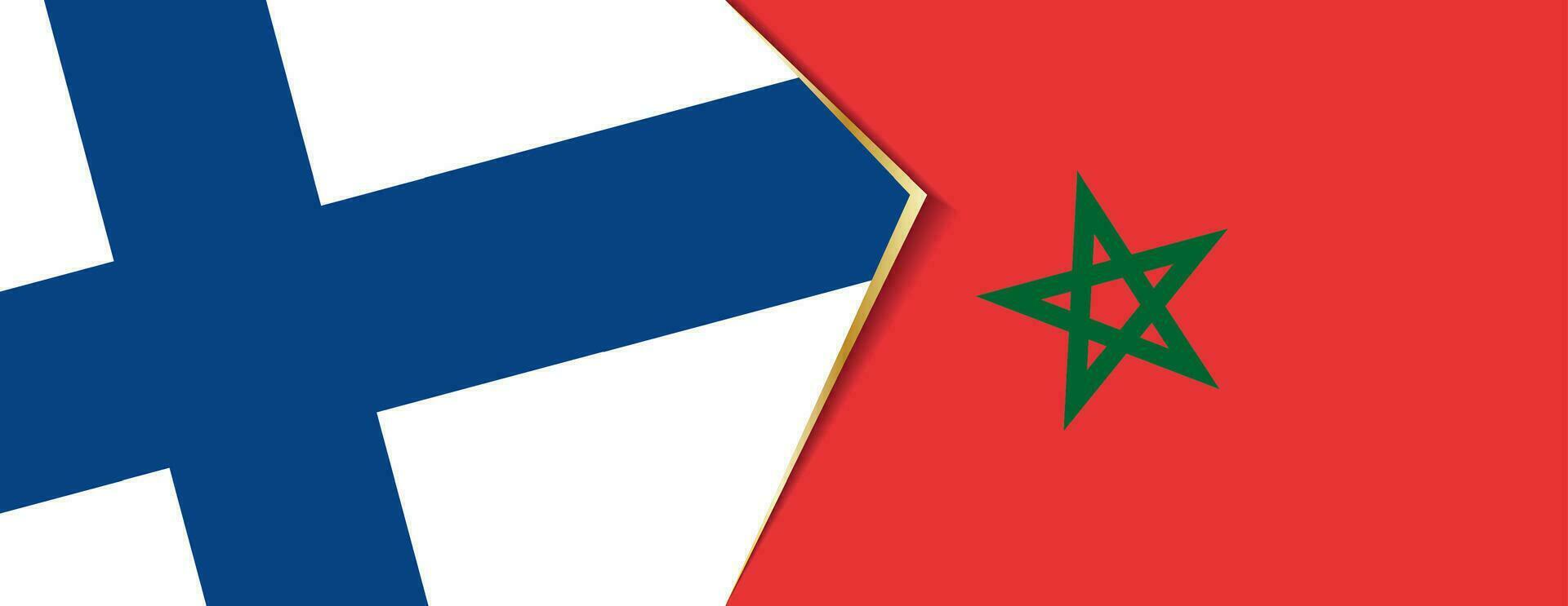 Finland and Morocco flags, two vector flags.
