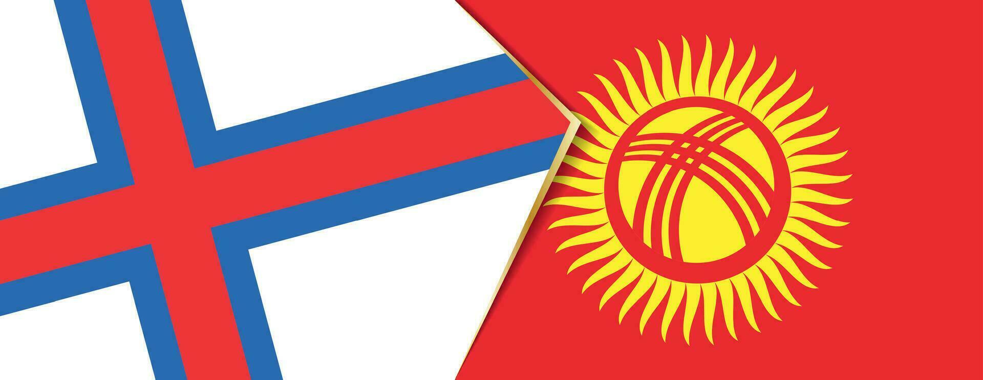 Feroe islas y Kirguistán banderas, dos vector banderas