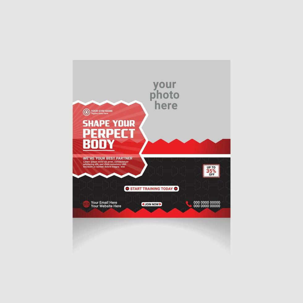 gym social media post vector