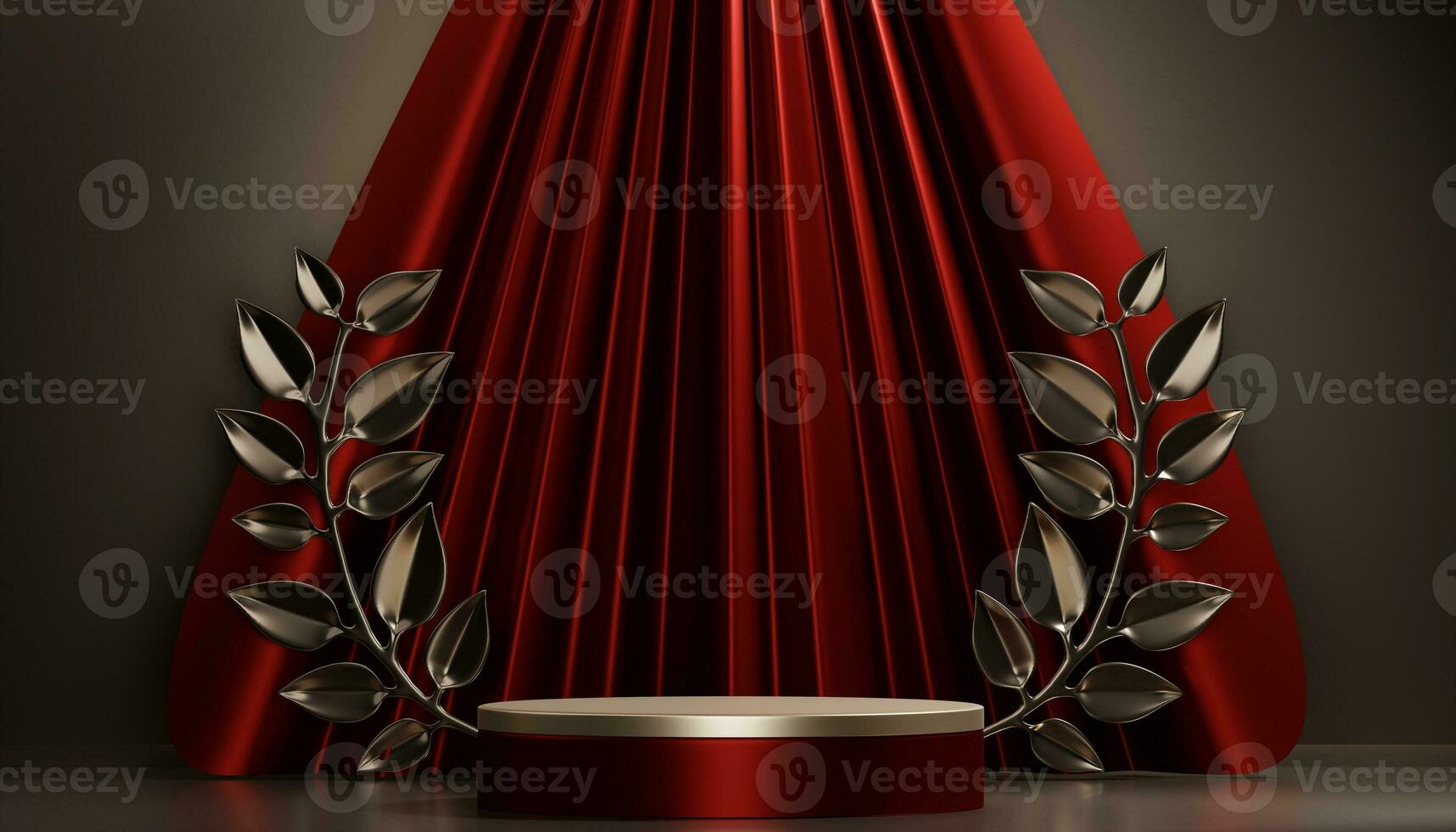 Red stage podium decoration suitable for products.3D rendering photo