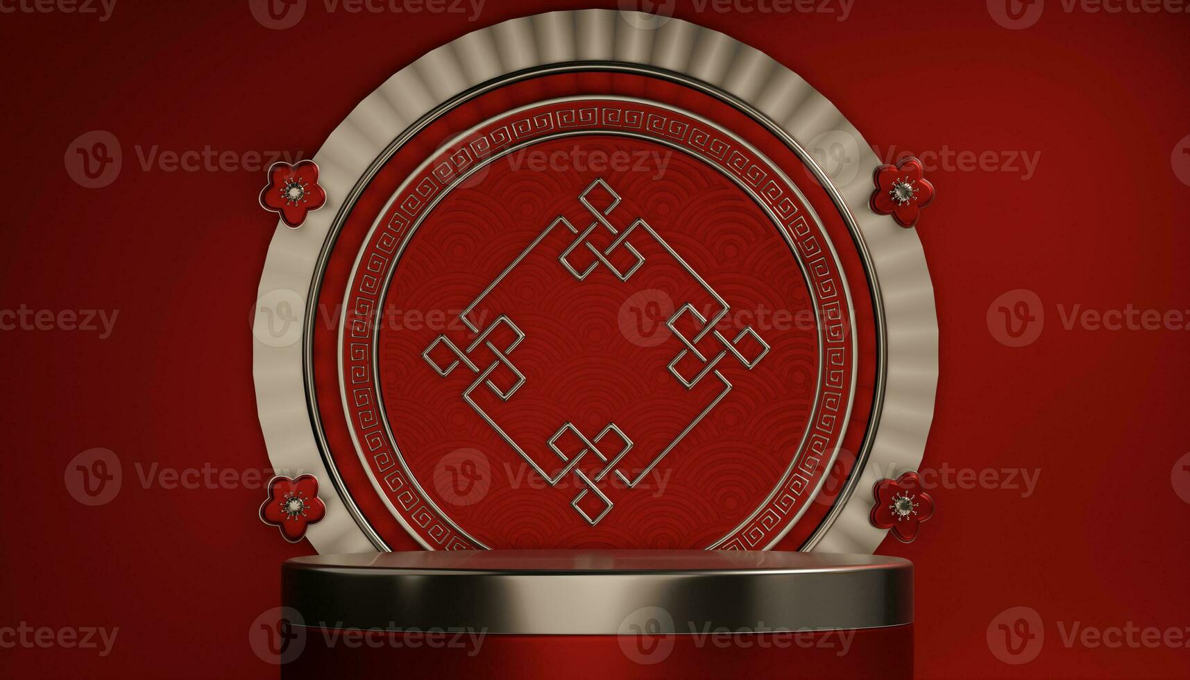 Red podium show cosmetic product geometric photo