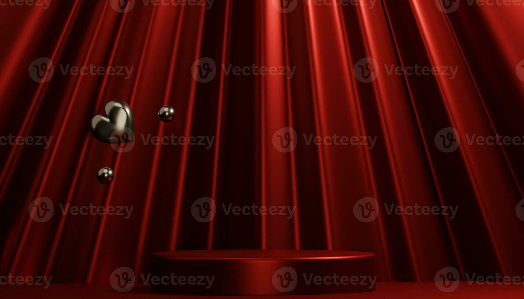 Red stage podium decoration suitable for products.3D rendering photo