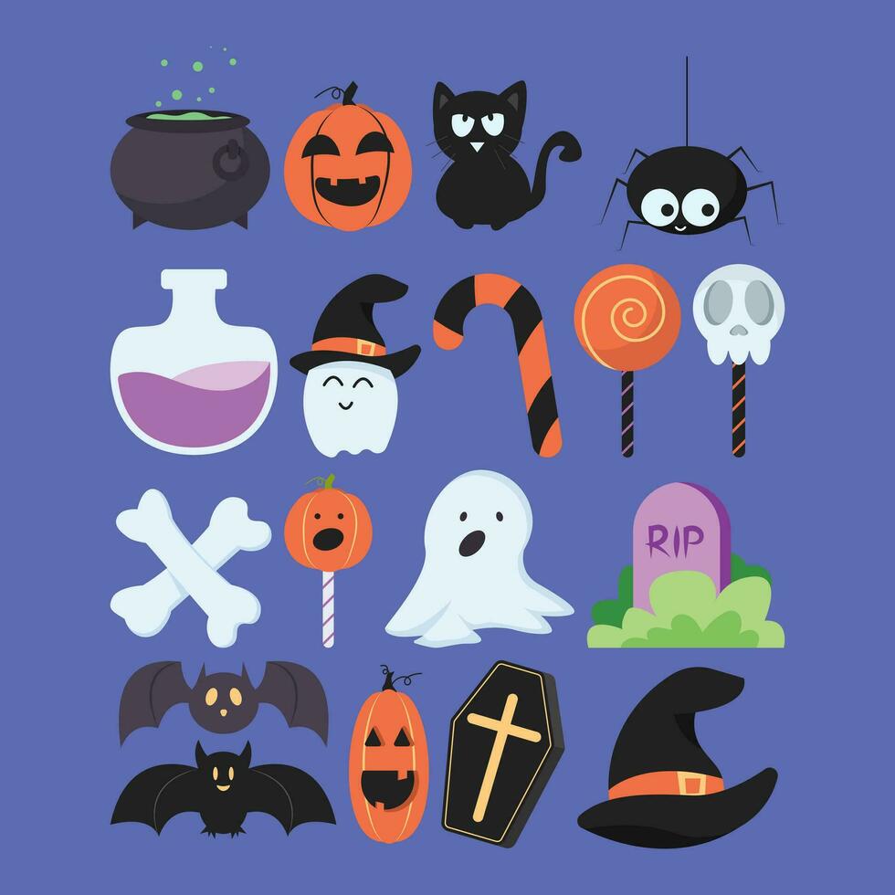 Set of Cute Halloween Elements Collection vector