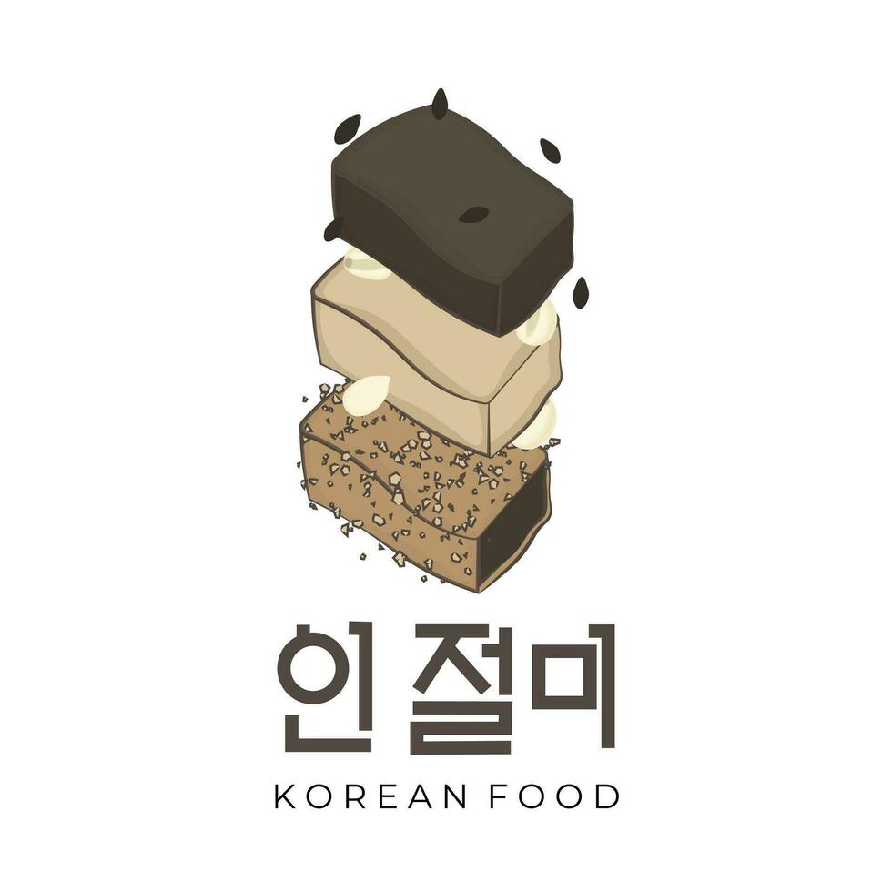 sencillo ilustración logo de coreano tradicional comida injeolmi vector