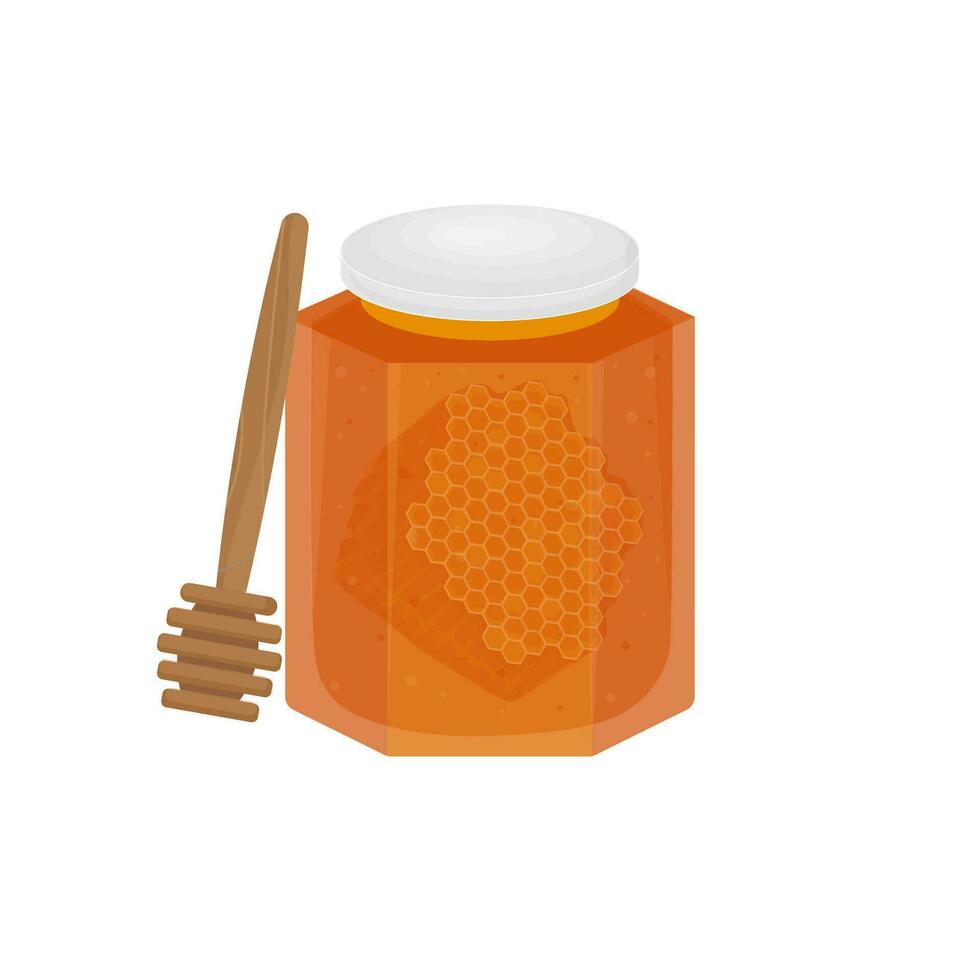 Honey In Jar Vector Illustration Logo