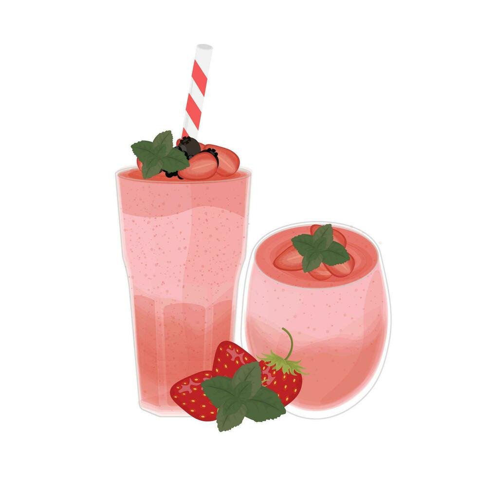 Strawberry Smoothie Vector Illustration Logo