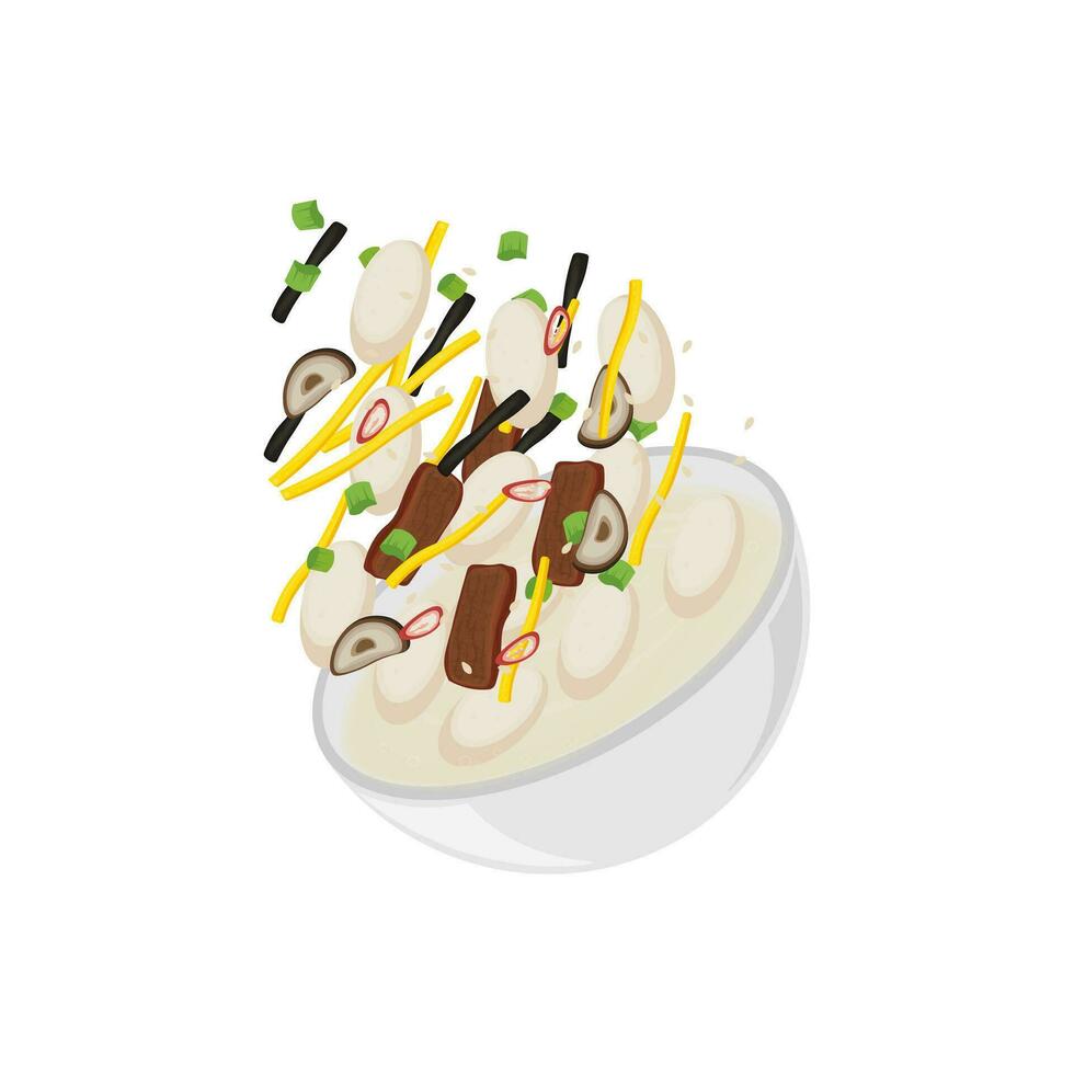 logo ilustración de tradicional comida tteokguk coreano arroz pastel sopa vector