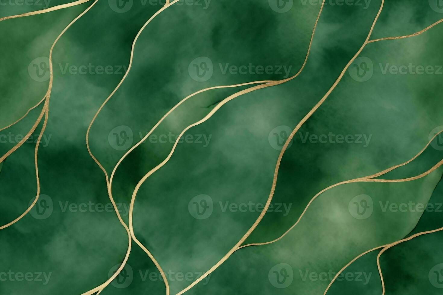 green watercolor background with golden line and Liquid marble texture. Seamless pattern abstract leaf. Modern background. Elegant luxury wallpaper hand painted. generative ai. photo