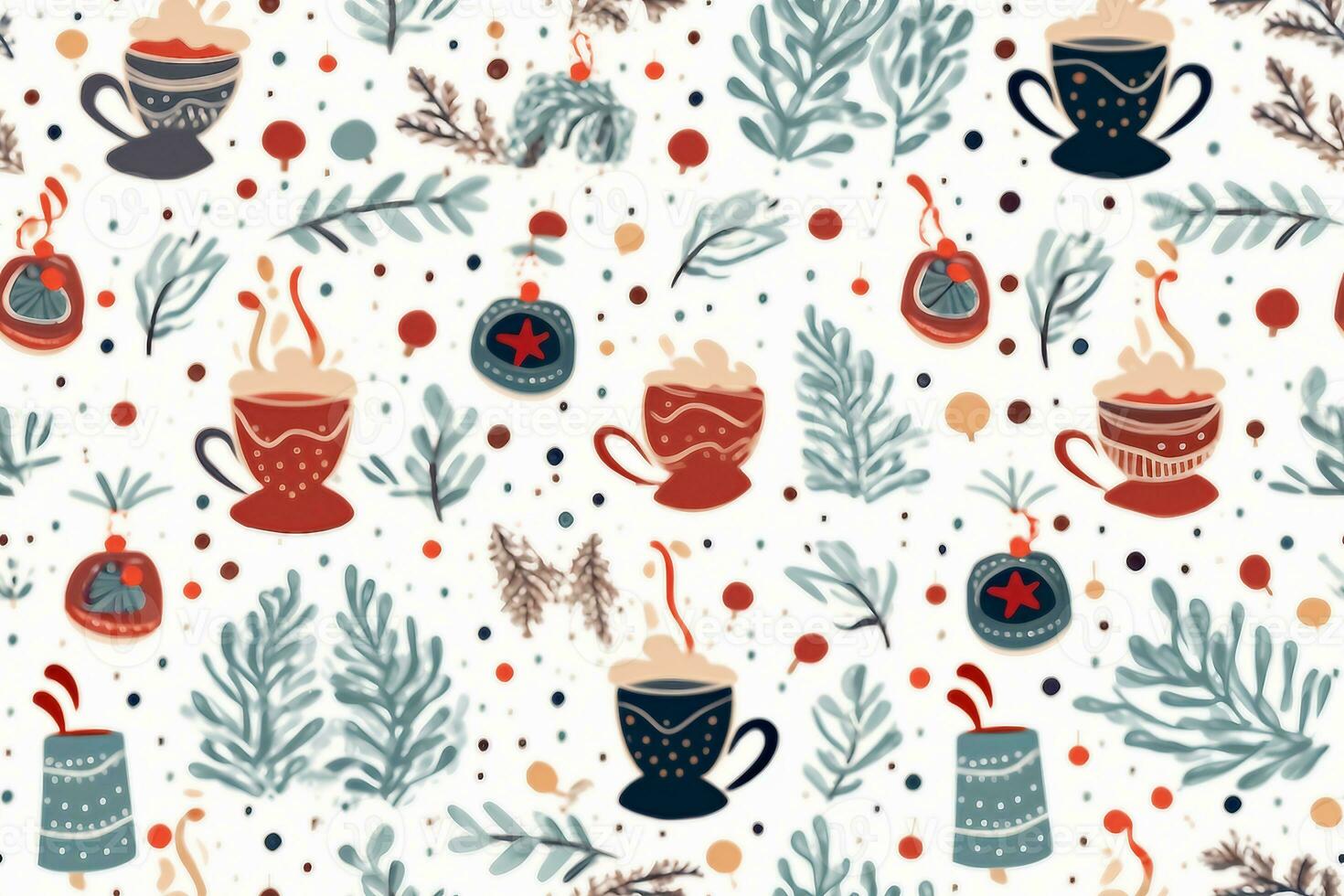 Hygge holidays cozy seamless pattern. generative ai. photo