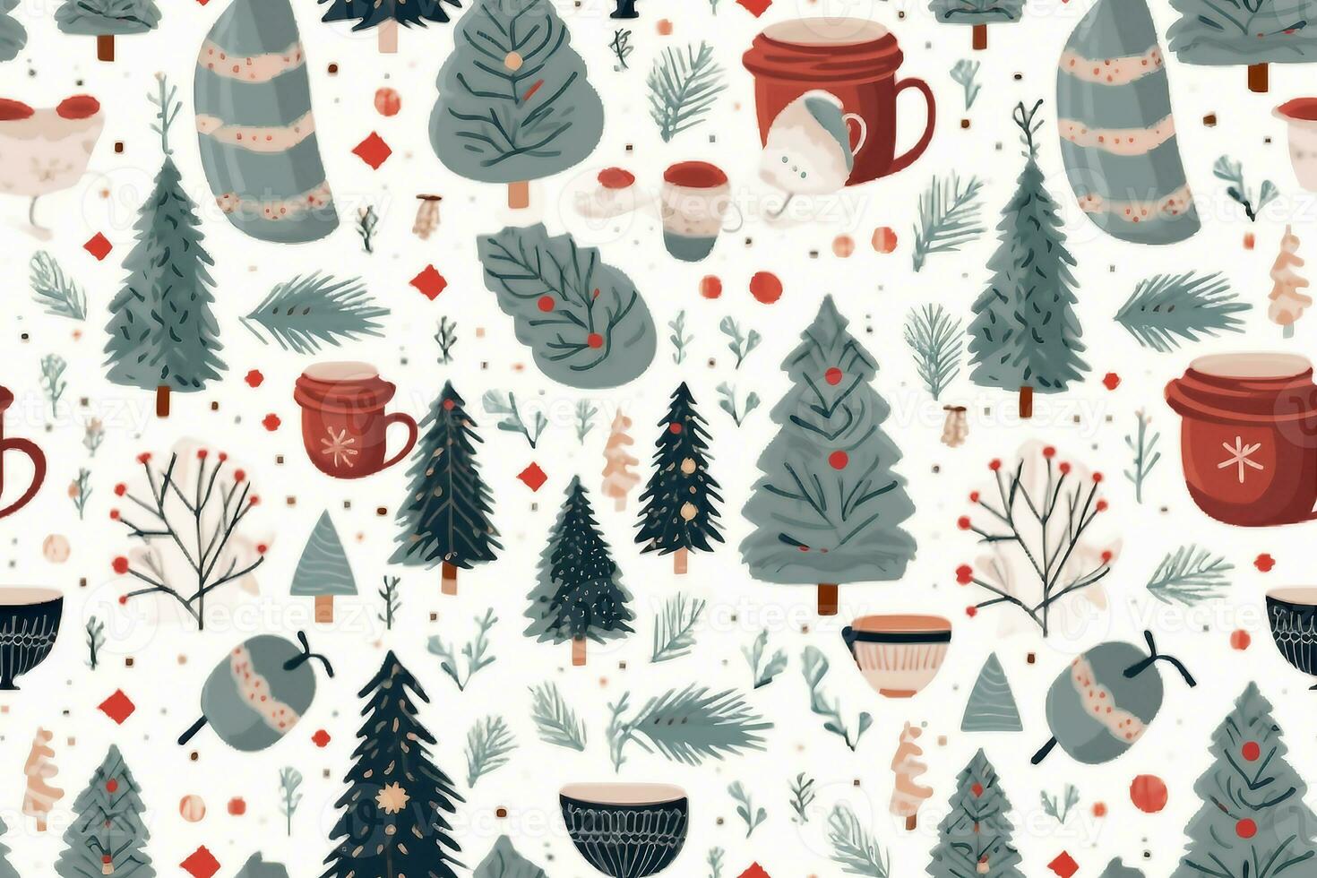 Hygge holidays cozy seamless pattern. generative ai. photo